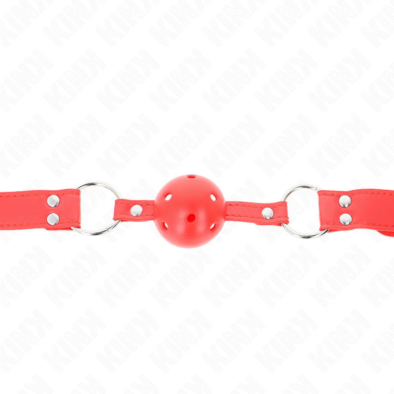 KINK - MORDAZA DE BOLA HUECO RÍGIDA ROJA COMPLETA 62 x 2 CM