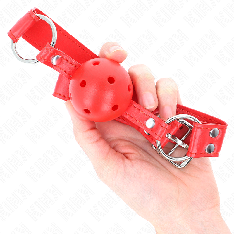 KINK - MORDAZA DE BOLA HUECO RÍGIDA ROJA COMPLETA 62 x 2 CM