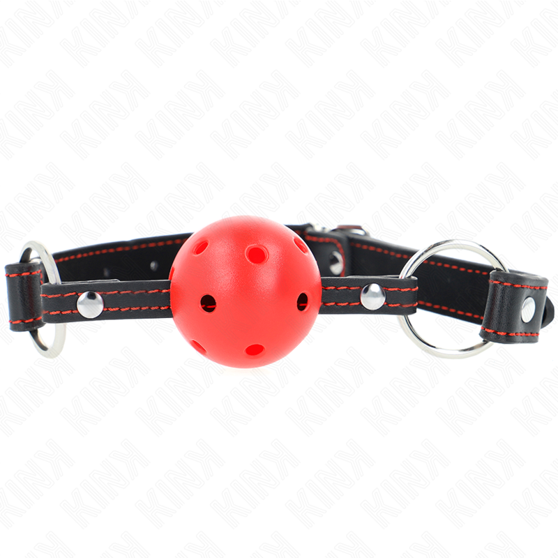 KINK - MORDAZA DE BOLA HUECO ROJO DURO MODELO 2 65 x 2,5 CM