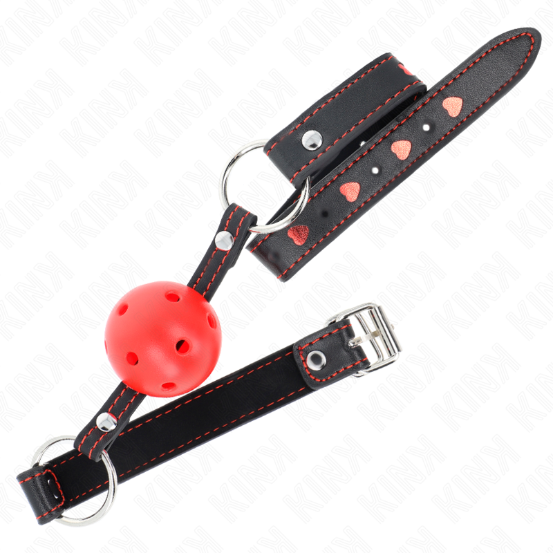 KINK - MORDAZA DE BOLA HUECO ROJO DURO MODELO 2 65 x 2,5 CM