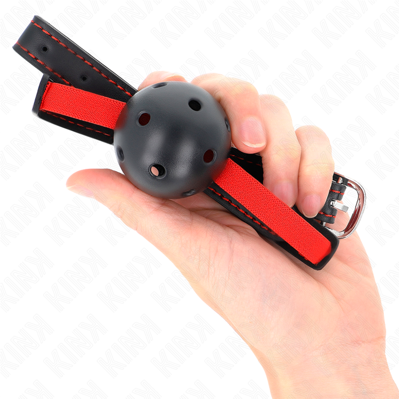 KINK - MORDAZA CON BOCA HUECO DURA DE 4,5 CM Y CINTURÓN ELÁSTICO 56 x 1,5 CM