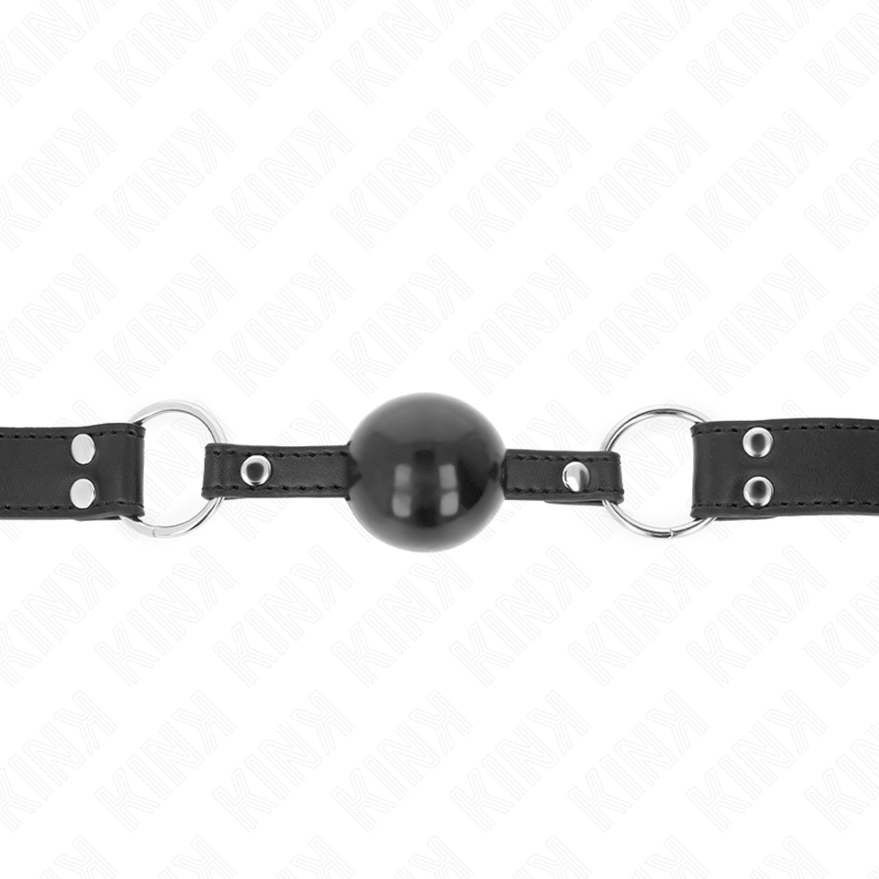 KINK - MORDAZA DE BOLA SUAVE Y SÓLIDA DE 4 CM CON CORREA DE CUERO 62 x 2,5 CM AJUSTABLE 42-58 CM