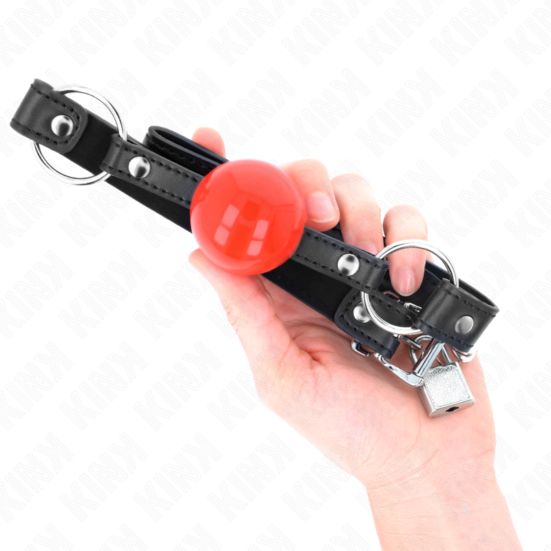 KINK - MORDAZA DE BOLA 4 CM CON CERRADURA BOLA ROJA MANGO NEGRO 60 x 2 CM