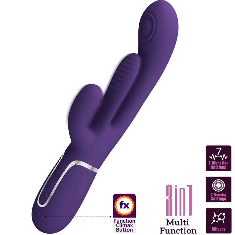 PRETTY LOVE - VIBRADOR MULTIFUNCIONAL SHANIA TRIPLE RABBIT PÚRPURA