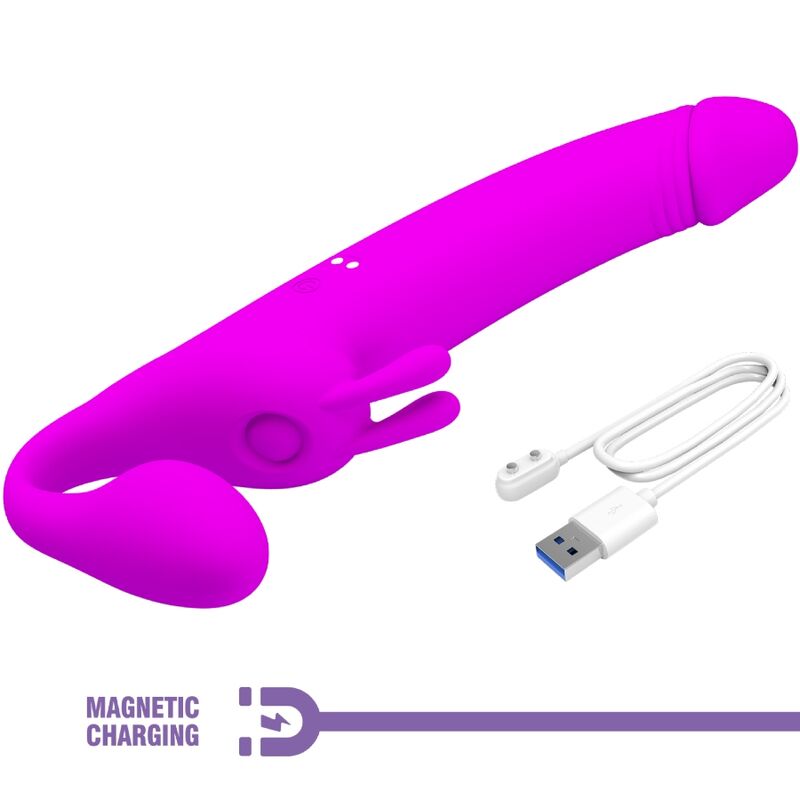 PRETTY LOVE - ZANINI STRAPLESS STRAP-ON 10 VIBRACIONES PÚRPURA