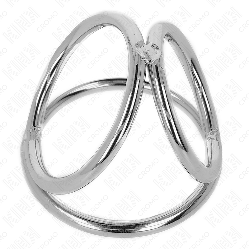 KINK - ANILLO PARA PENE TRIPLE DE METAL CROMADO DE 3,2 CM A 4,5 CM