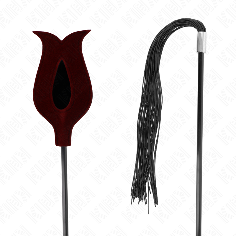 KINK - LÁTIGO DE SILICONA CON BORLA FORMA ROSA 45 CM