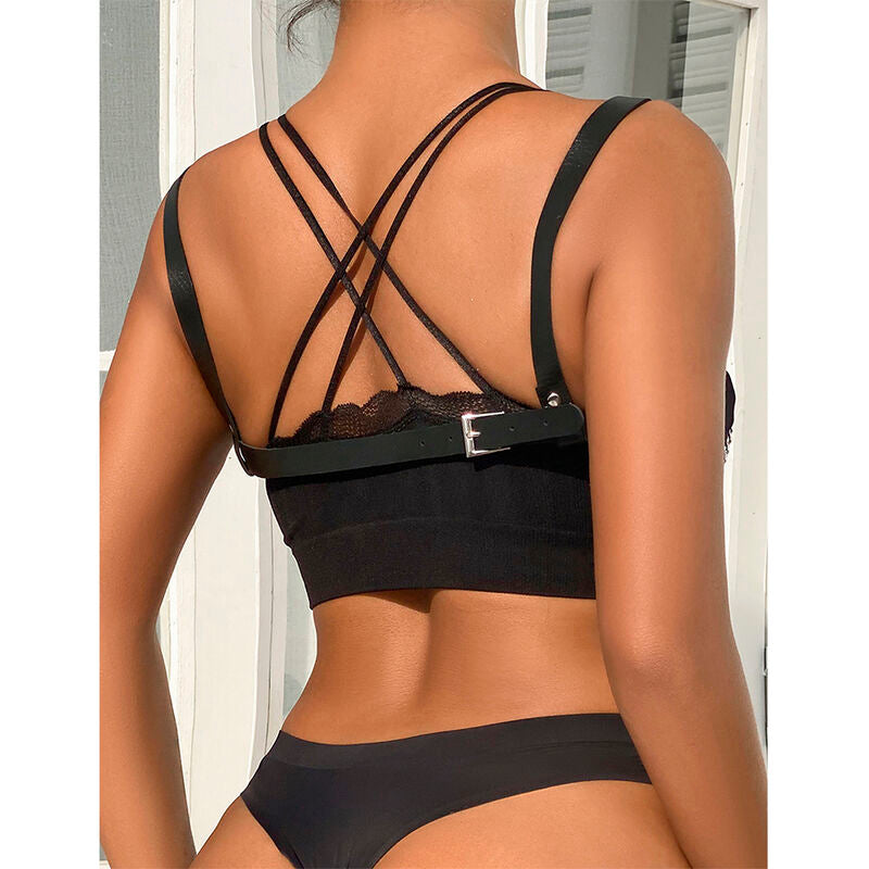 SUBBLIME - 953713 CINTURÓN PUNK BONDAGE HEBILLA DE METAL NEGRO TALLA ÚNICA