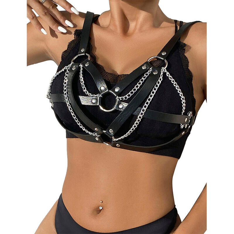 SUBBLIME - 953713 CINTURÓN PUNK BONDAGE HEBILLA DE METAL NEGRO TALLA ÚNICA
