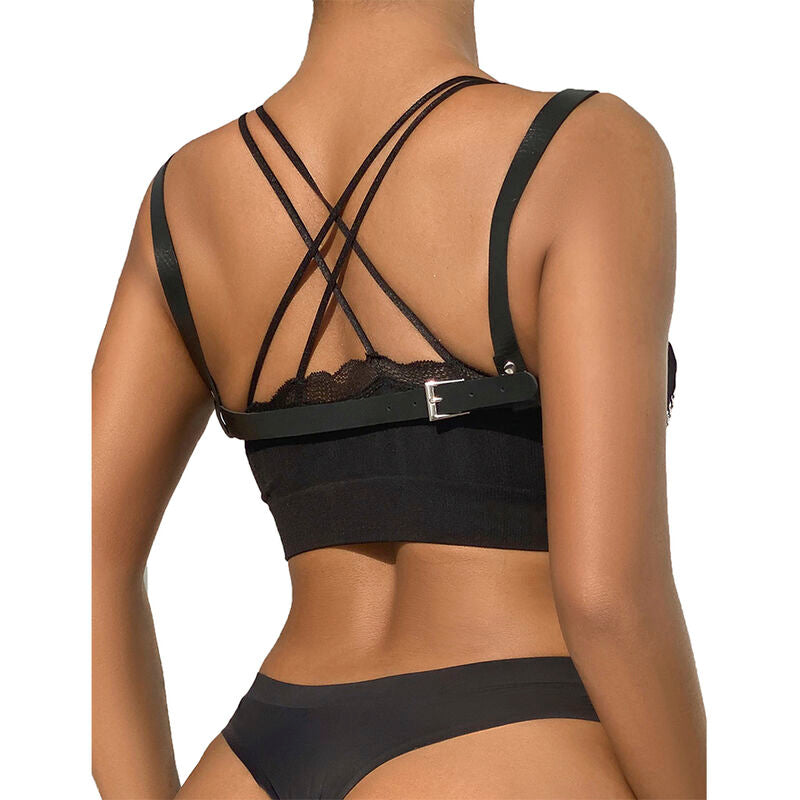 SUBBLIME - 953713 CINTURÓN PUNK BONDAGE HEBILLA DE METAL NEGRO TALLA ÚNICA