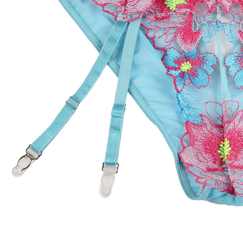 SUBBLIME - 954109 SUJETADOR + BRAGUITA CON LIGUERO DISEÑO FLORAL AZUL S/M