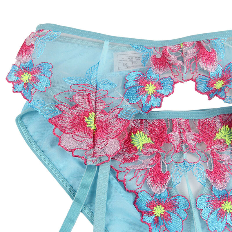 SUBBLIME - 954109 SUJETADOR + BRAGUITA CON LIGUERO DISEÑO FLORAL AZUL S/M