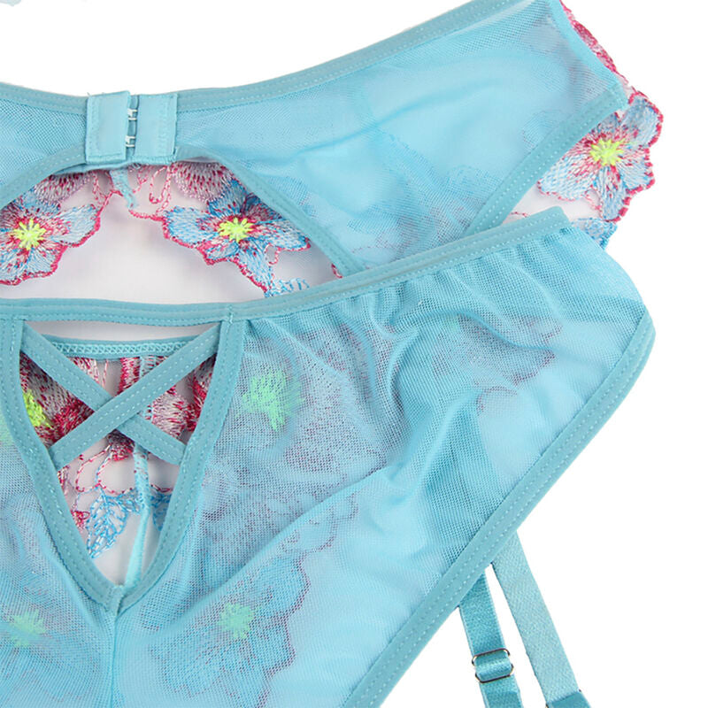 SUBBLIME - 954109 SUJETADOR + BRAGUITA CON LIGUERO DISEÑO FLORAL AZUL S/M