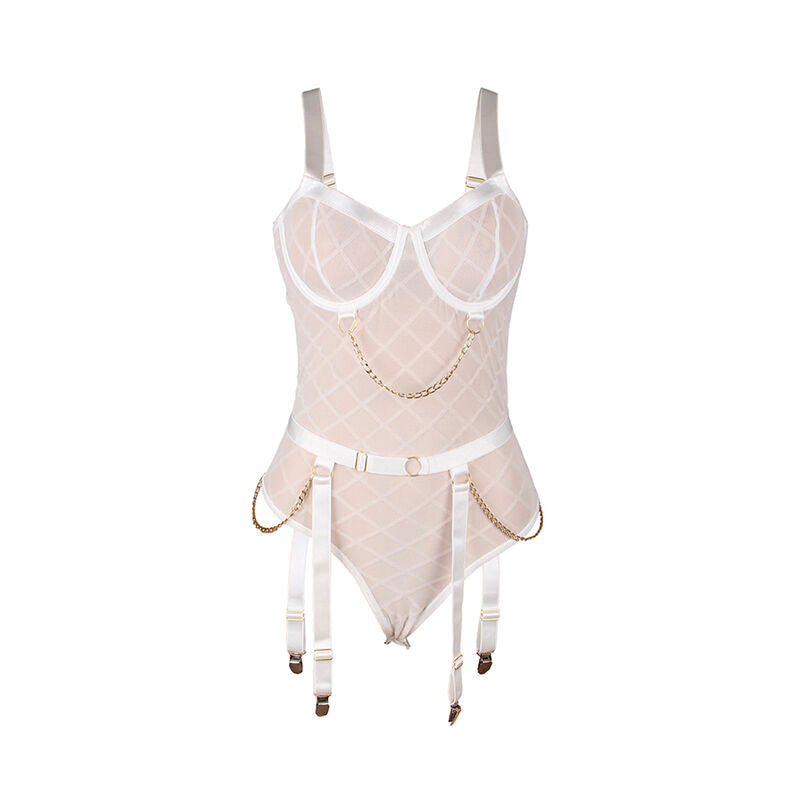 SUBBLIME - 954291 BODY CON CADENAS + LIGUERO BLANCO L/XL