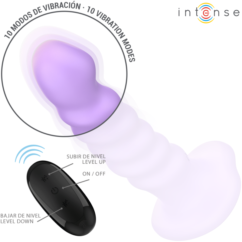 INTENSO - VIBRADOR BRENDA TALLA M DISEÑO ESPIRAL 10 VIBRACIONES CONTROL REMOTO MORADO