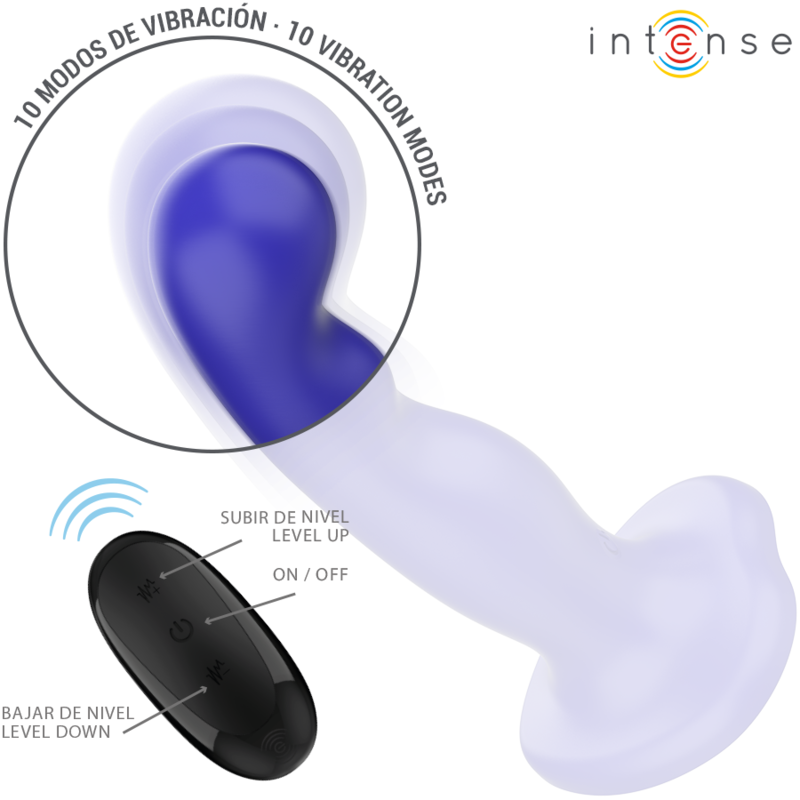 INTENSE - VIBRADOR SHORTY CON VENTOSA AZUL CONTROL REMOTO