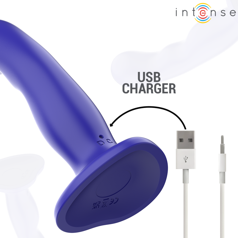INTENSE - VIBRADOR SHORTY CON VENTOSA AZUL CONTROL REMOTO