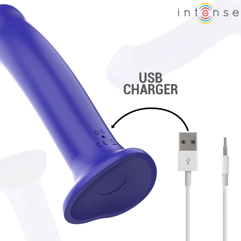 INTENSE - VICTORIA VIBRADOR CON VENTOSA 10 VIBRACIONES CONTROL REMOTO AZUL OSCURO