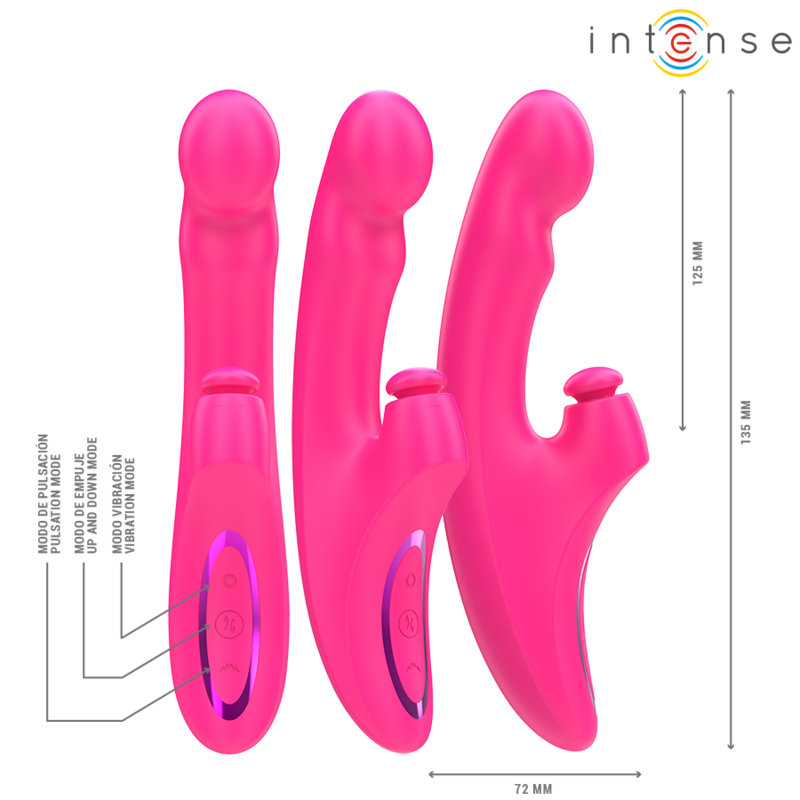 INTENSE - VIBRADOR EMI 13,5 CM MULTIFUNCION 3 EN 1 10 VIBRACIONES ROSA