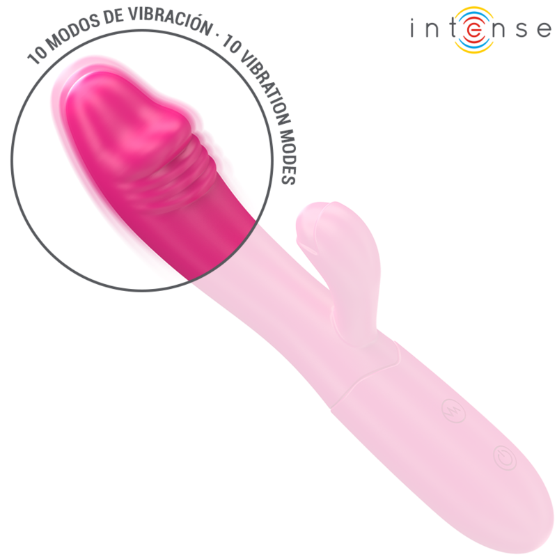 INTENSE - IVY VIBRADOR FLEXIBLE 10 VIBRACIONES CON LENGUA ESTIMULANTE ROSA