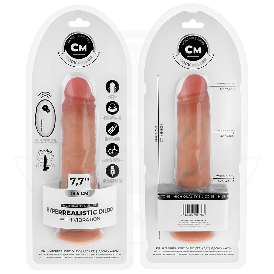 COCK MILLER - DILDO REALISTA COM VENTOSA E CONTROLE REMOTO VIBRAÇÃO 19,5 CM