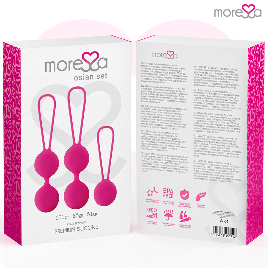 MORESSA - SET OSIAN PREMIUM DE SILICONA ROSA (Osian One - 51 g | Osian Two - 101 g | Osian Three 85 g)