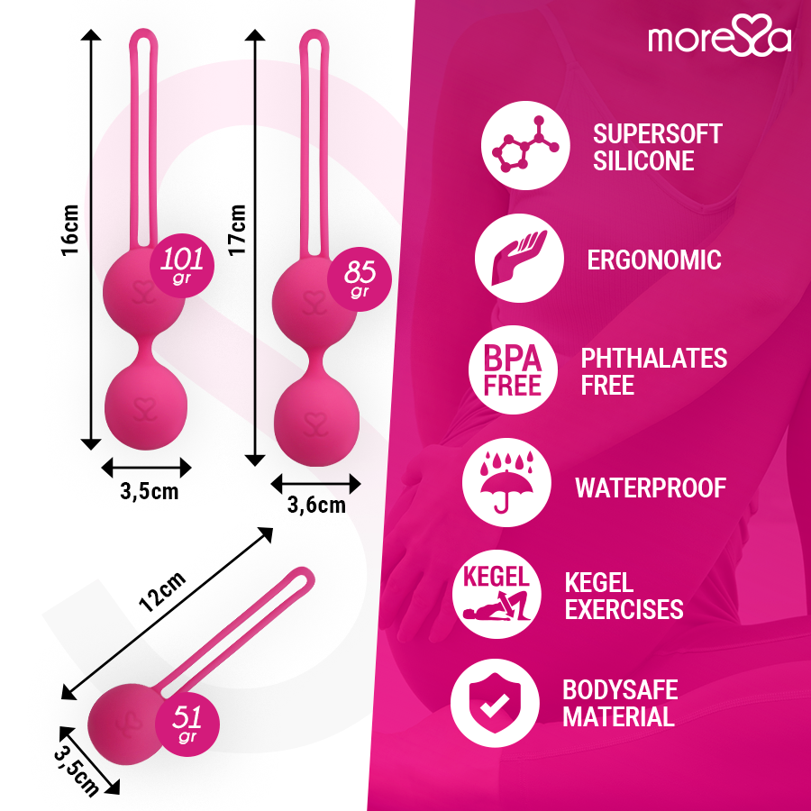 MORESSA - SET OSIAN PREMIUM DE SILICONA ROSA (Osian One - 51 g | Osian Two - 101 g | Osian Three 85 g)