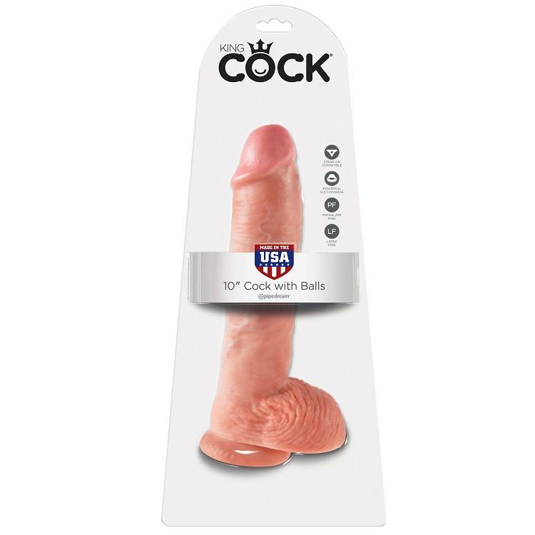 KING COCK - 10 DILDO DE CARNE CON BOLAS 26,5 CM