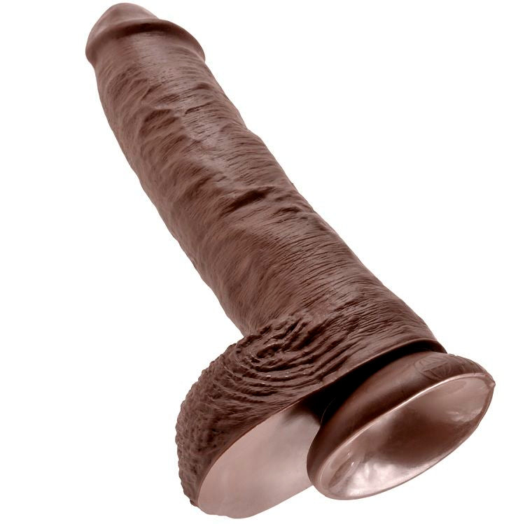 KING COCK - 10 DILDOS MARRONES CON BOLAS 25,4 CM