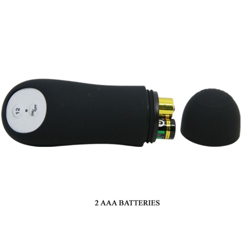 PRETTY LOVE - EXTRA STIMULATION SILICONE ANAL PLUG WITH 12 VIBRATION MODES - BLACK