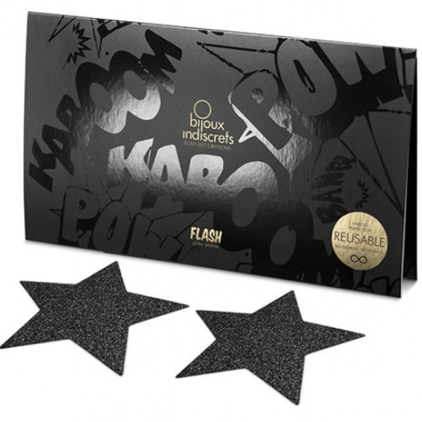 JOYERÍA - TAPONES PARA PEZONES INDISCRETS BLACK STAR FLASH