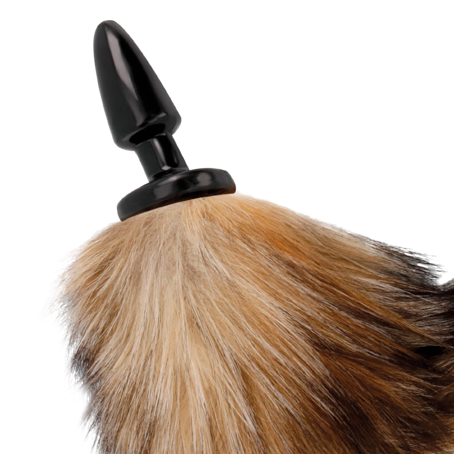 OSCURIDAD - COLA NATURAL CON PLUG ANAL DE SILICONA DE 10 CM