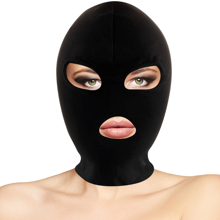 OSCURIDAD - MÁSCARA DE SUMISIÓN BDSM NEGRA CON BOCA Y OJOS