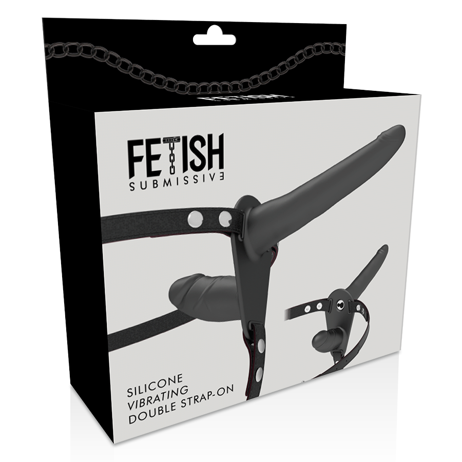 ARNÉS FETICHE SUBMISSIVE - VIBRADOR DOBLE PENETRACIÓN NEGRO