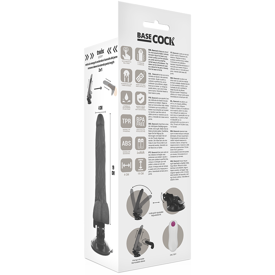 BASECOCK - VIBRADOR CONTROL REMOTO NATURAL REALISTA 19 CM -O- 4 CM