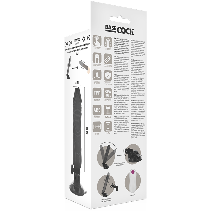 BASECOCK - VIBRADOR CONTROL REMOTO NATURAL REALISTA 20 CM -O- 4 CM