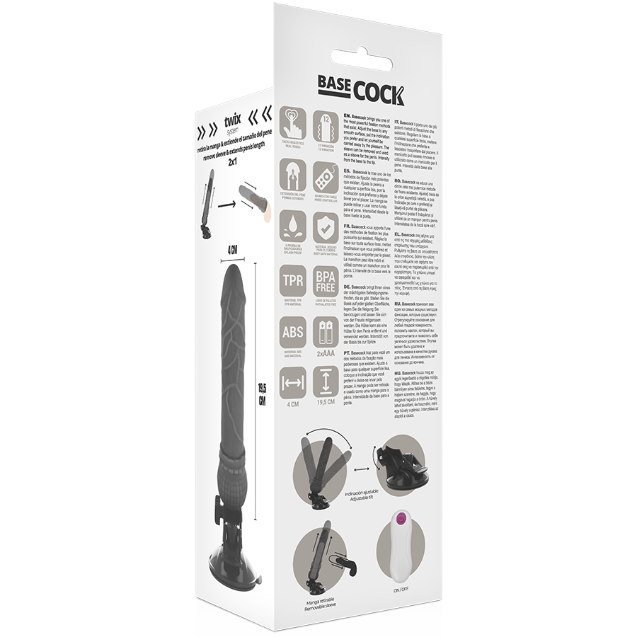 BASECOCK - VIBRADOR CONTROL REMOTO NATURAL REALISTA 19,5 CM -O- 4 CM
