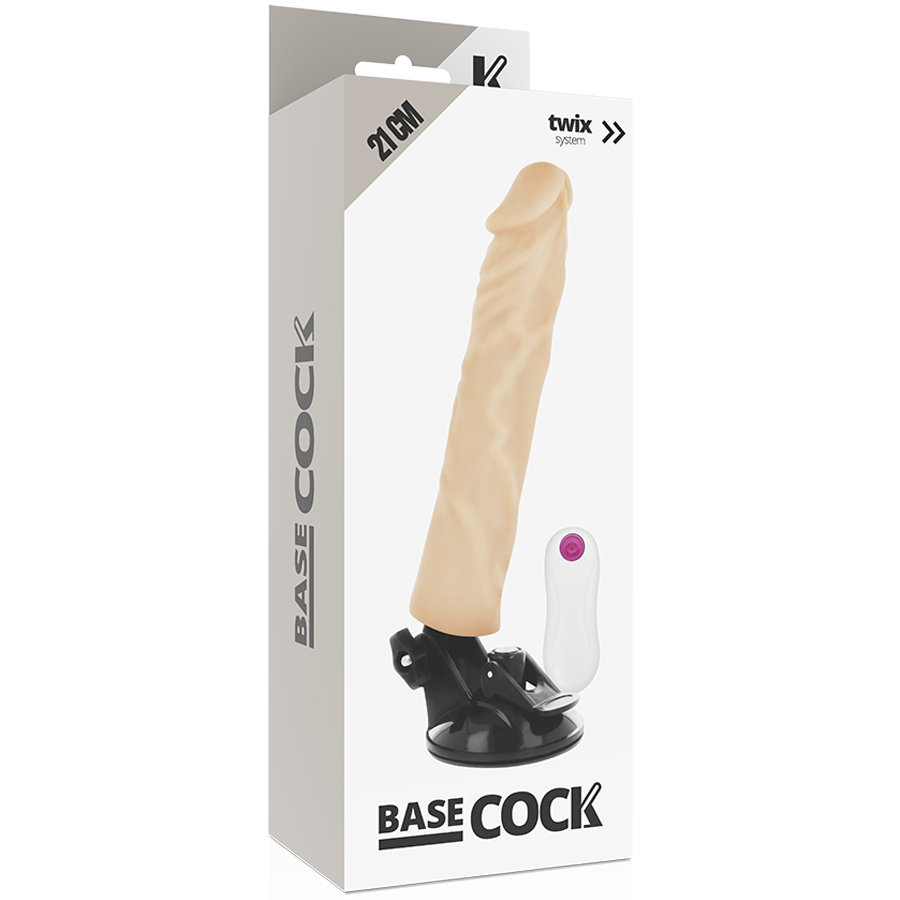 BASECOCK - VIBRADOR REALISTA CON CONTROL REMOTO NATURAL 21 CM -O- 4 CM