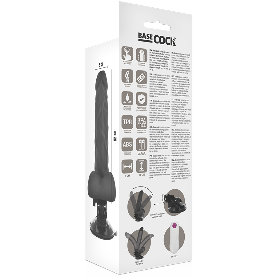 BASECOCK - VIBRADOR ARTICULABLE CON CONTROL REMOTO NATURAL 21 CM -O- 5 CM