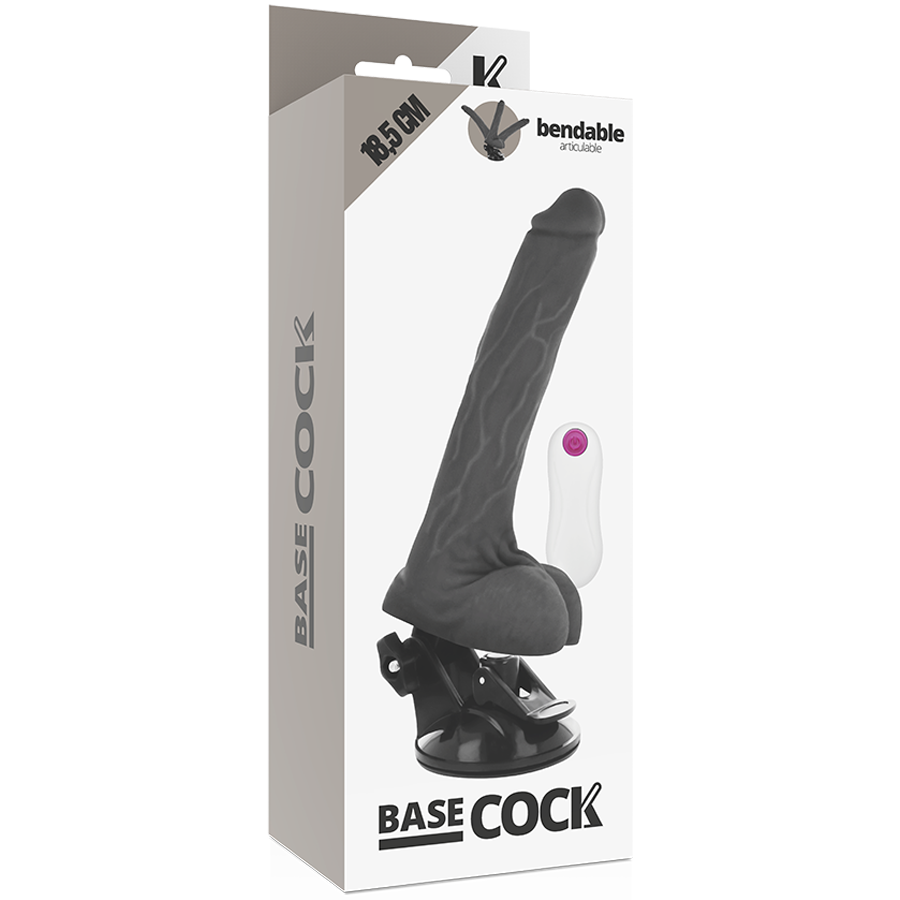 BASECOCK - VIBRADOR ARTICULABLE CONTROL REMOTO NEGRO 18,5 CM -O- 4 CM