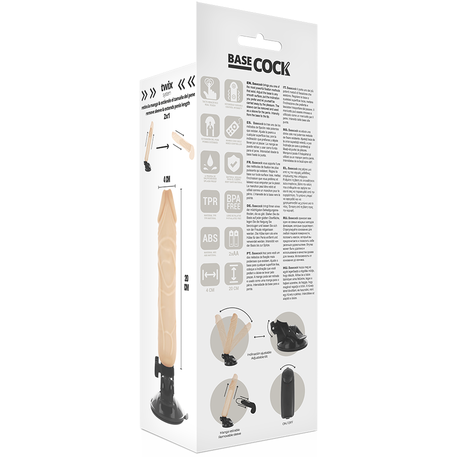 BASECOCK - VIBRADOR CONTROL REMOTO NATURAL REALISTA 20 CM -O- 4 CM