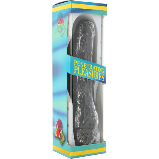 SEVEN CREATIONS - P-SHAPE VINYL VIBRATOR BLACK PENIS 20 CM