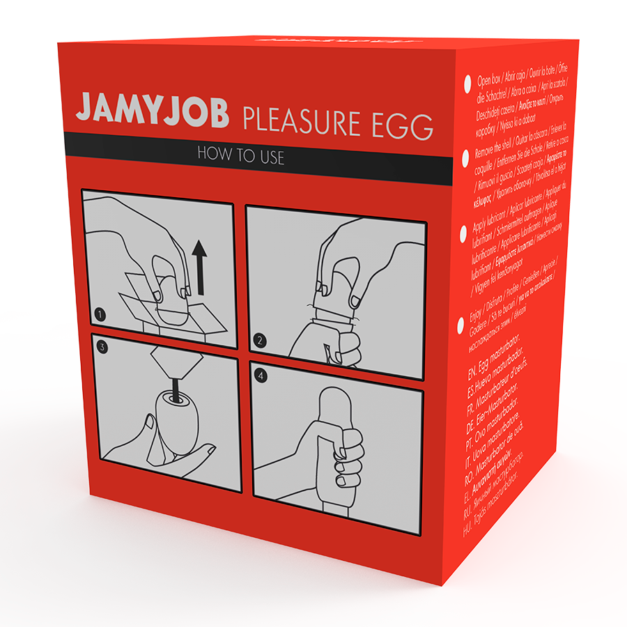 JAMYJOB - MASTURBADOR DISCRETO CON HUEVOS DE ESPALDA ROJA