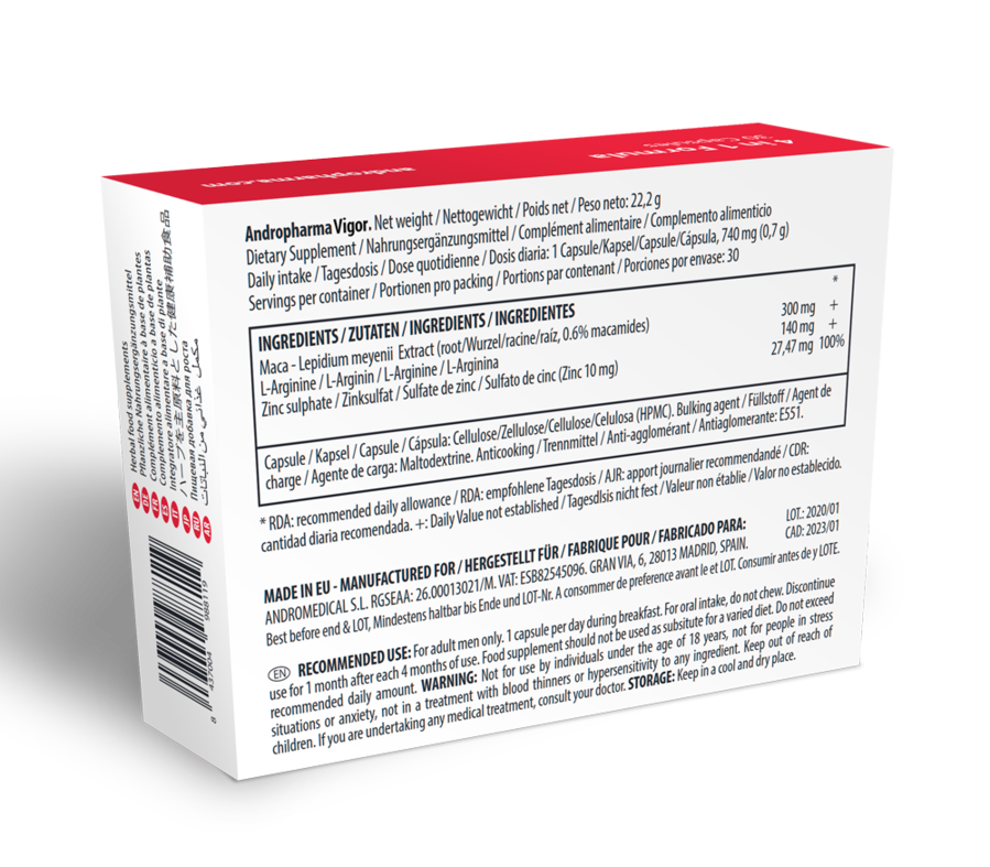 ANDROPHARMA VIGOR - SUPLEMENTO PARA MEJORAR LA LIBIDO