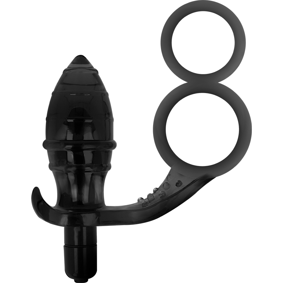 JUGUETES ADICTOS - PLUG ANAL DOBLE ANILLO NEGRO