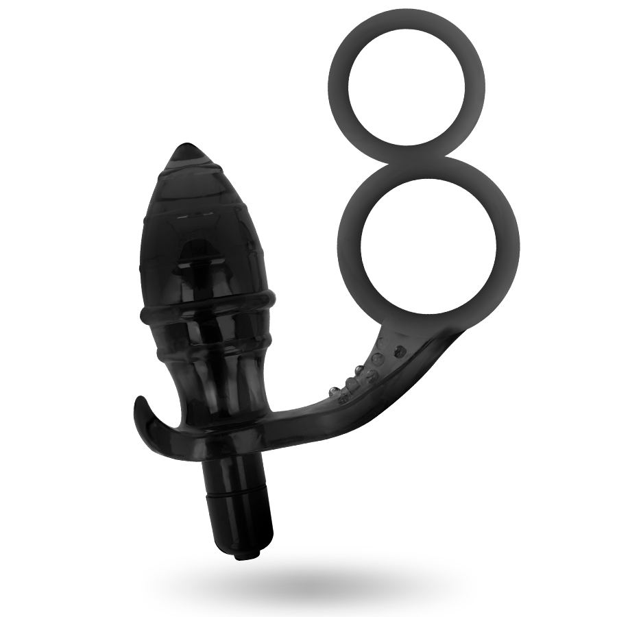 JUGUETES ADICTOS - PLUG ANAL DOBLE ANILLO NEGRO