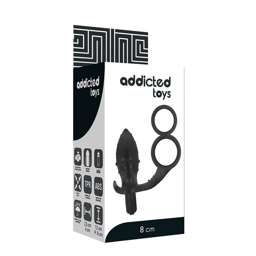 JUGUETES ADICTOS - PLUG ANAL DOBLE ANILLO NEGRO