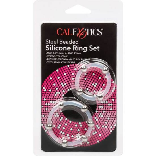 CALEXOTICS - SET DE ANILLOS DE SILICONA CON PUNTAS DE ACERO