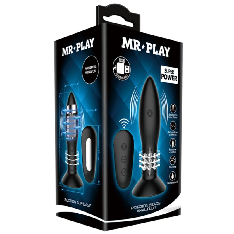 MR PLAY - ENCHUFE DE CONTROL REMOTO CON BOLAS GIRATORIAS NEGRAS