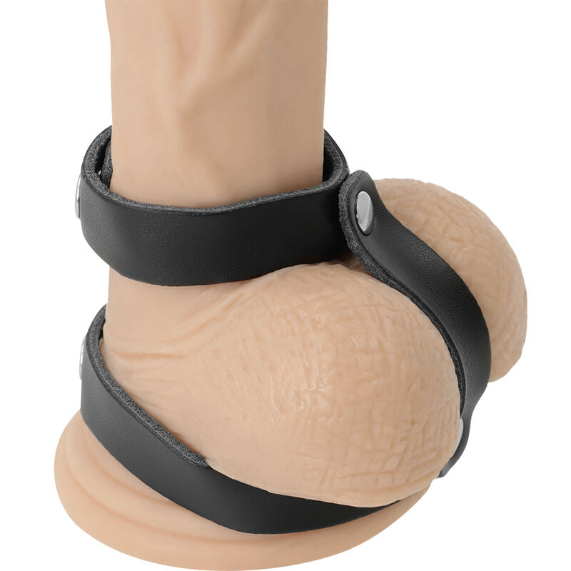 DARKNESS - ADJUSTABLE LEATHER COCK AND TESTICLE RING